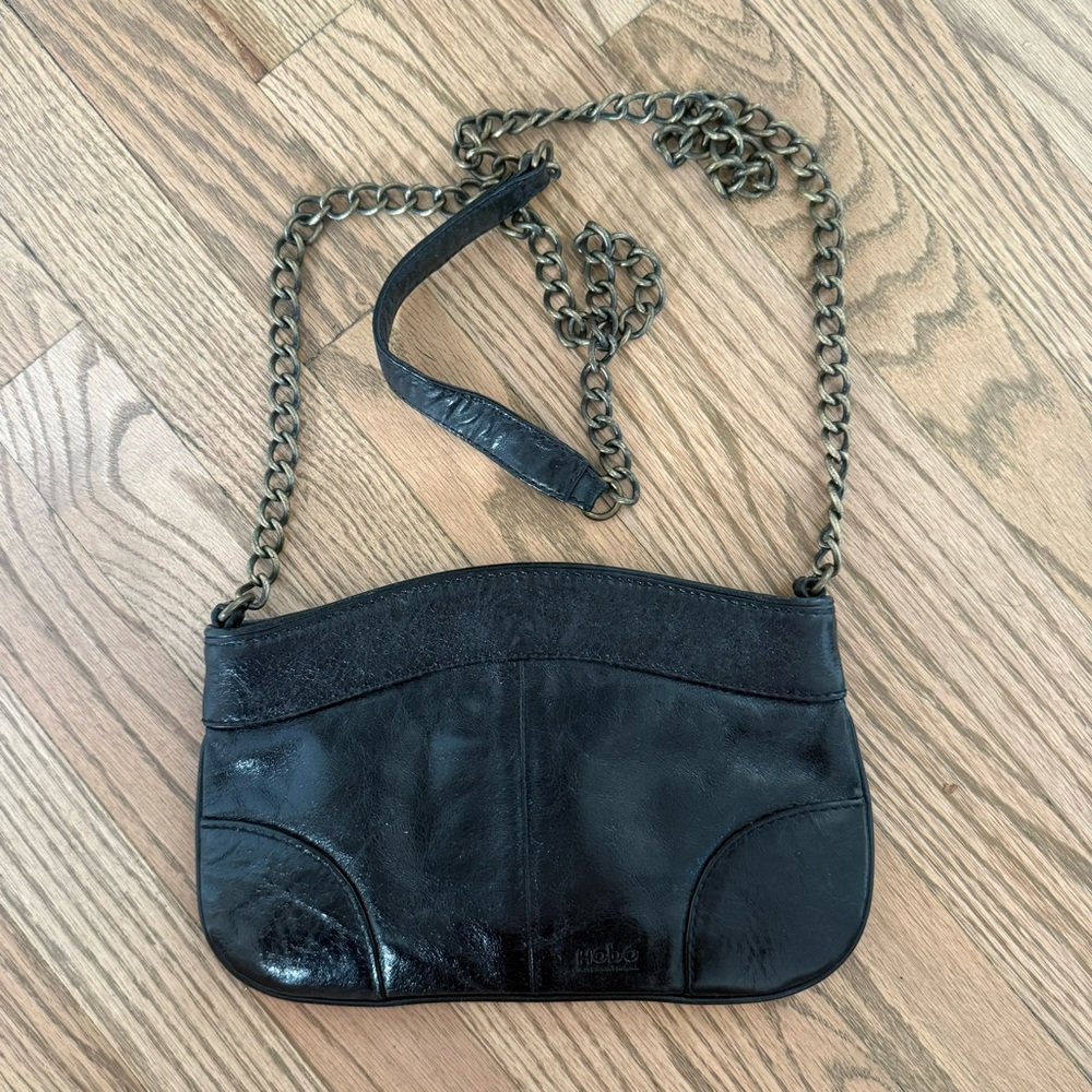 Hobo International Black Leather Chain Crossbody Bag